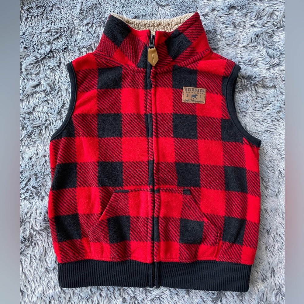 Carter’s Black and Red Fleece Zipper Vest - Size 24 Months
